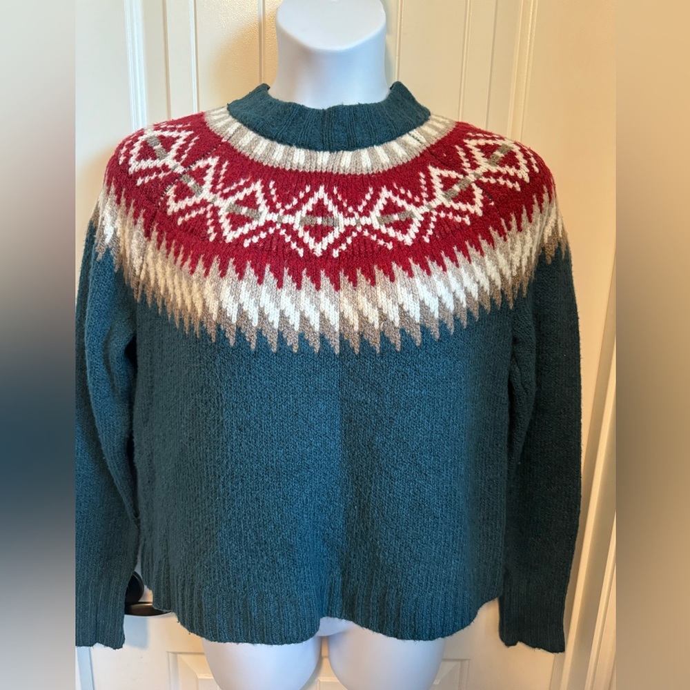 American Eagle Long Sleeve Fair Isle Sweater Cotton Blend, Size Large - Picture 3 of 9